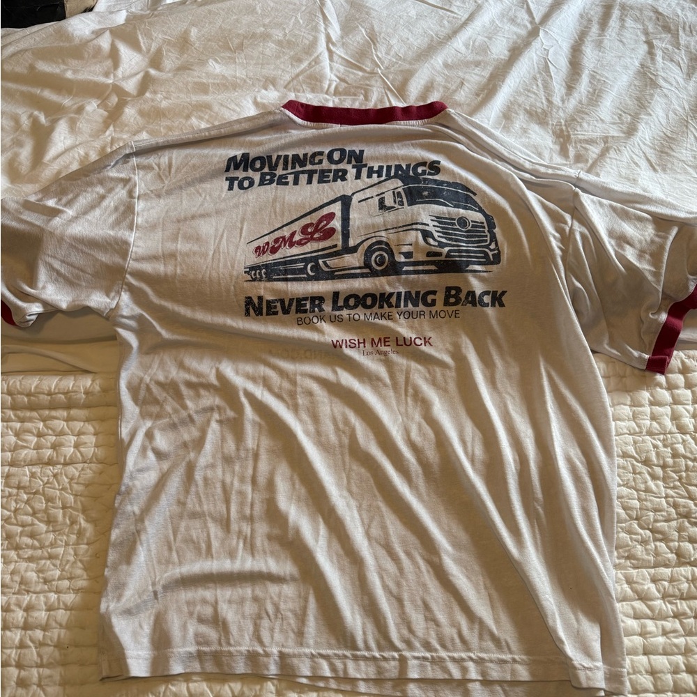 Wish White Tee with Red Accents and Graphic - Picture 2 of 3